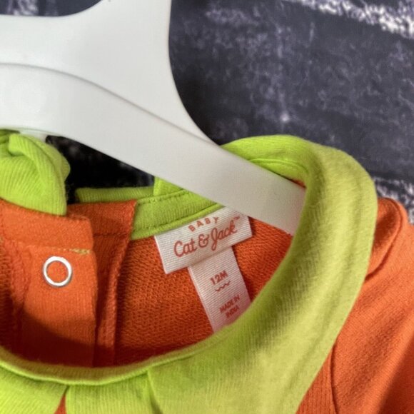 Cat & Jack 12 Months Pumpkin Romper Top & Striped Bottom Set - Picture 5 of 8